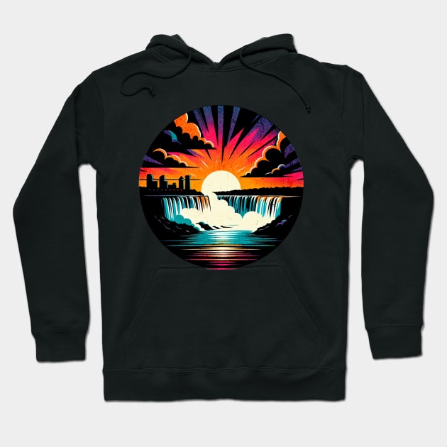 Niagara Falls Vintage Circle Design Hoodie by Miami Neon Designs